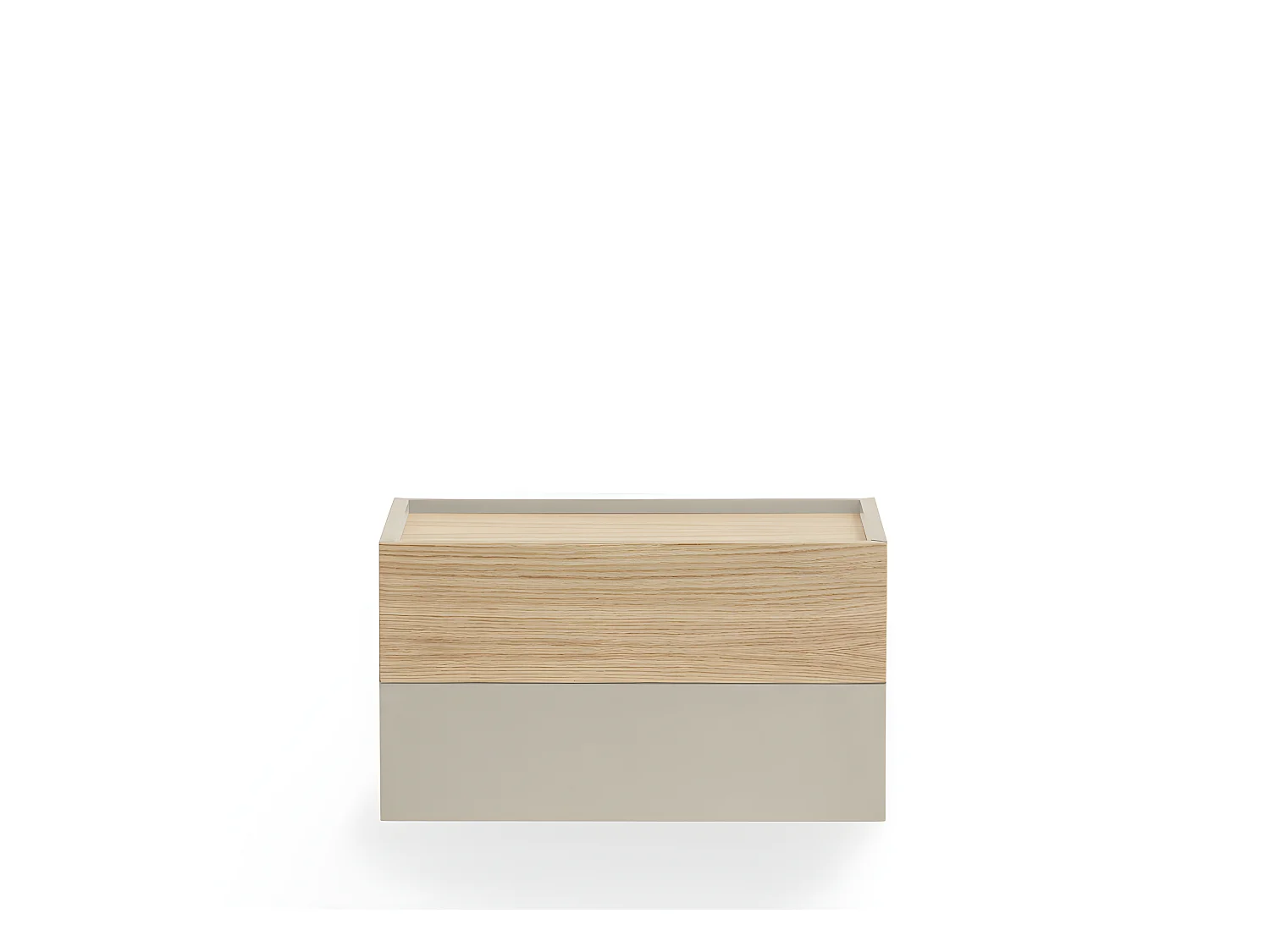 Otto - Table de chevet murale 2 tiroirs en bois - Beige
