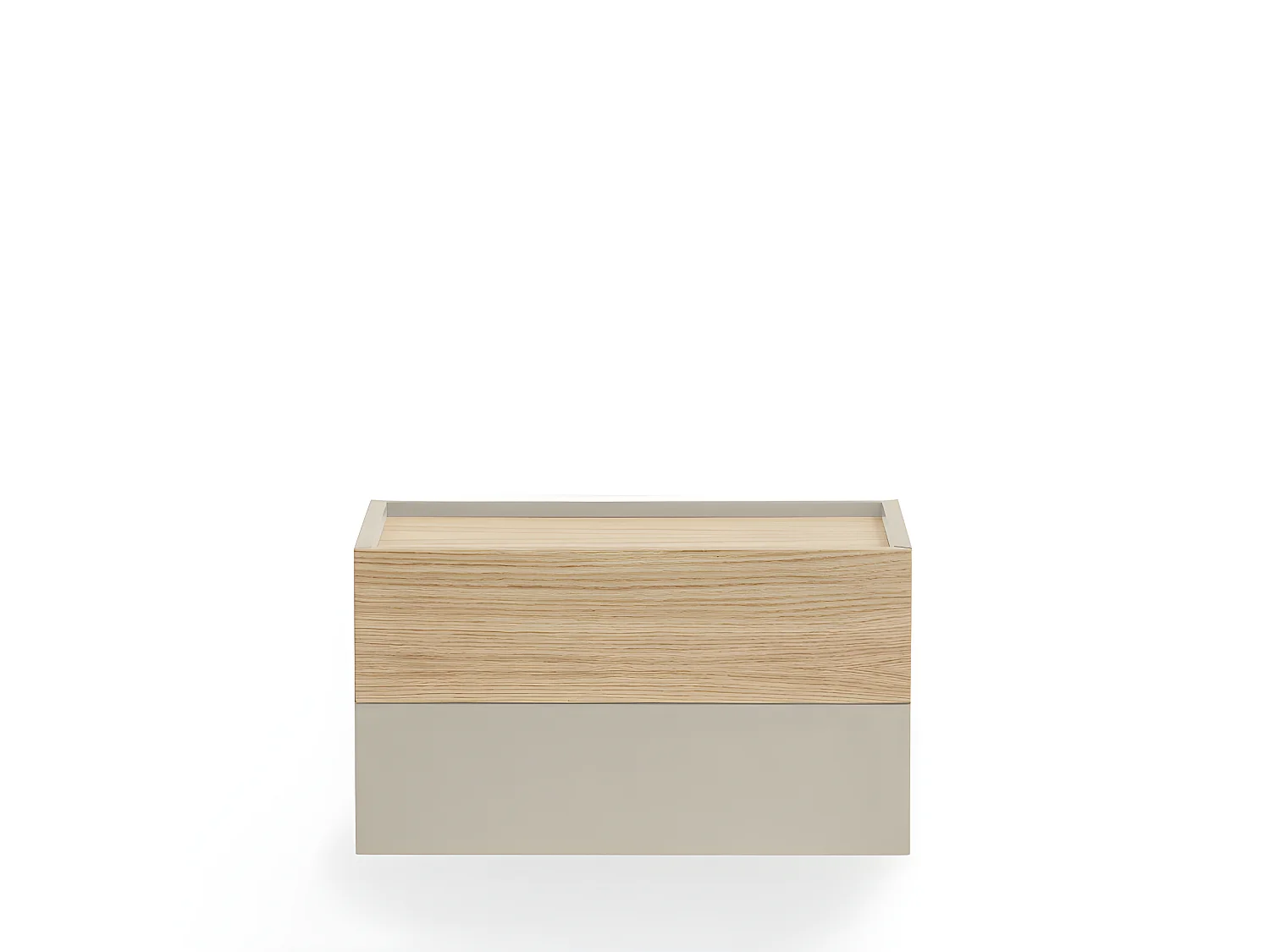 Otto - Table de chevet murale 2 tiroirs en bois - Beige