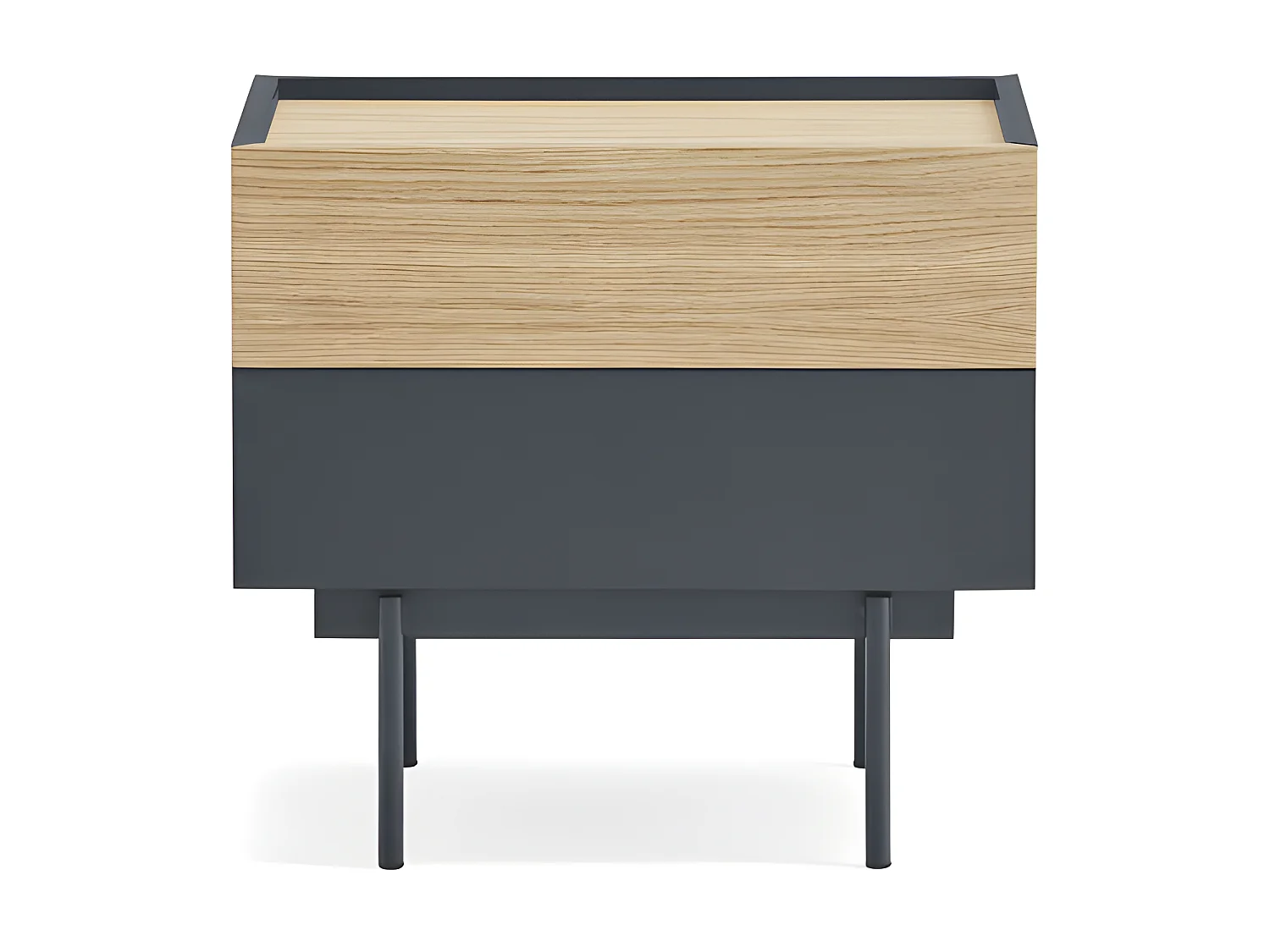 Otto - Table de chevet 2 tiroirs en bois - Gris anthracite