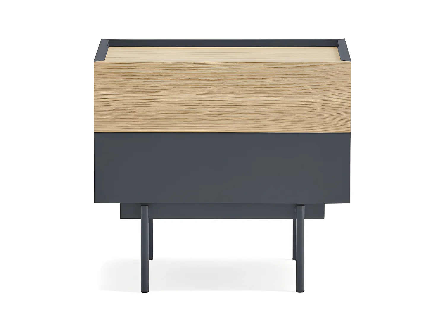Otto - Table de chevet 2 tiroirs en bois - Gris anthracite
