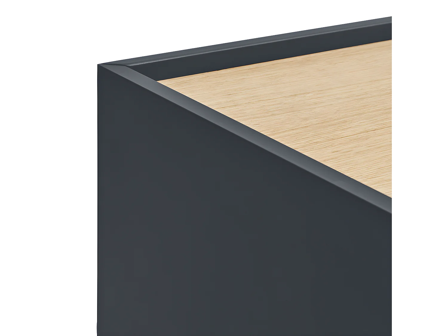 Otto - Table de chevet 2 tiroirs en bois - Gris anthracite