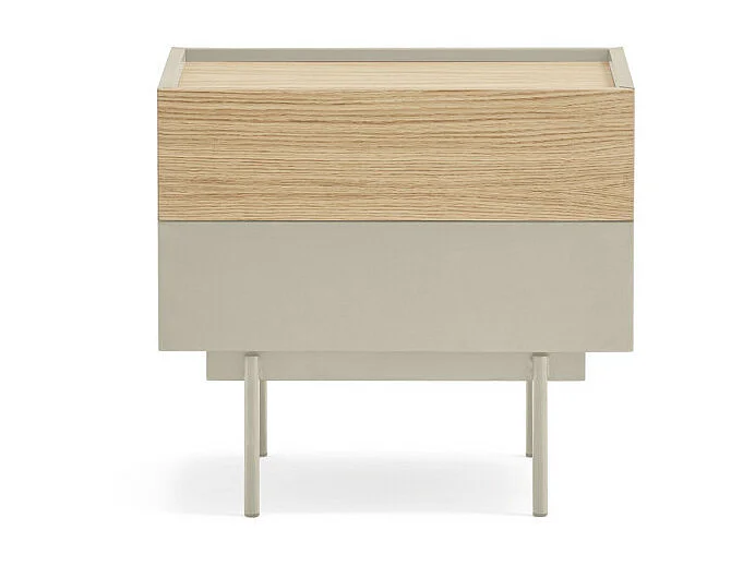 Otto - Table de chevet 2 tiroirs en bois - Beige