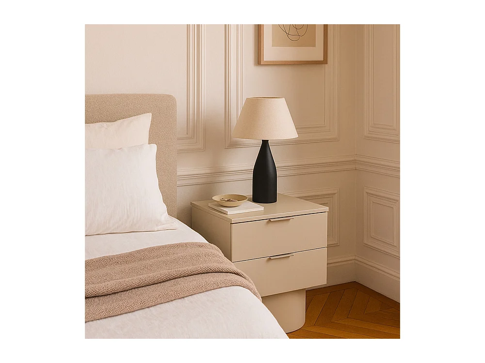 Totem - Table de chevet 2 tiroirs en bois - Couleur : Sable
