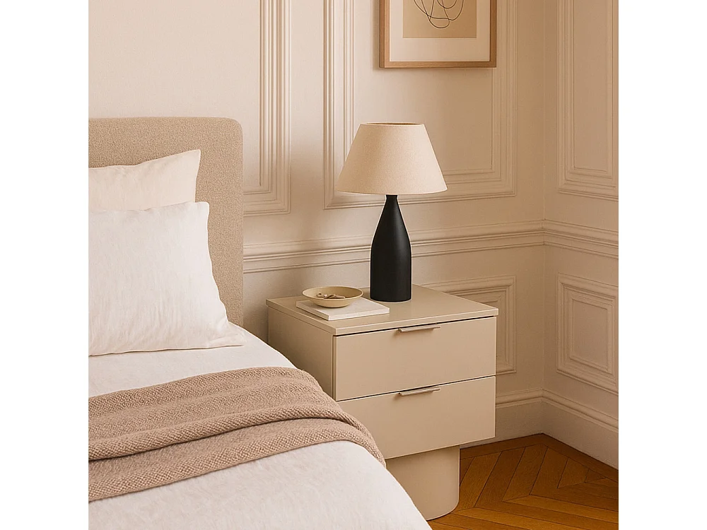 Totem - Table de chevet 2 tiroirs en bois - Couleur : Sable