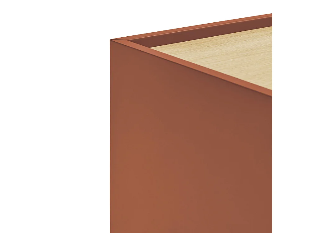 Otto - Table de chevet murale 2 tiroirs en bois - Rouge brique