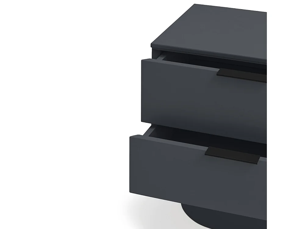 Totem - Table de chevet 2 tiroirs en bois - Couleur : Gris anthracite