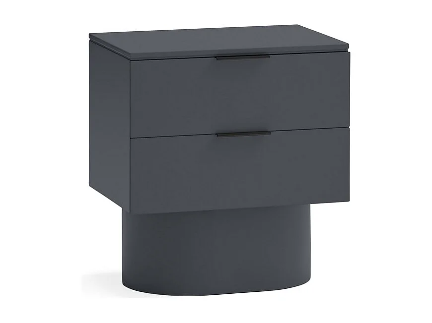 Totem - Table de chevet 2 tiroirs en bois - Couleur : Gris anthracite