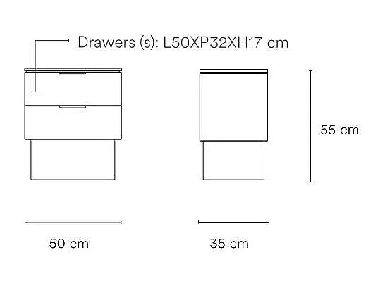 Totem - Table de chevet 2 tiroirs en bois - Couleur : Gris anthracite