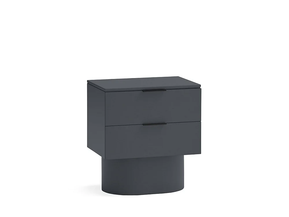 Totem - Table de chevet 2 tiroirs en bois - Couleur : Gris anthracite
