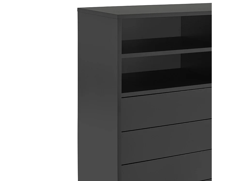 Nube - Buffet haut avec porte coulissante en bois H140cm - Gris et noir