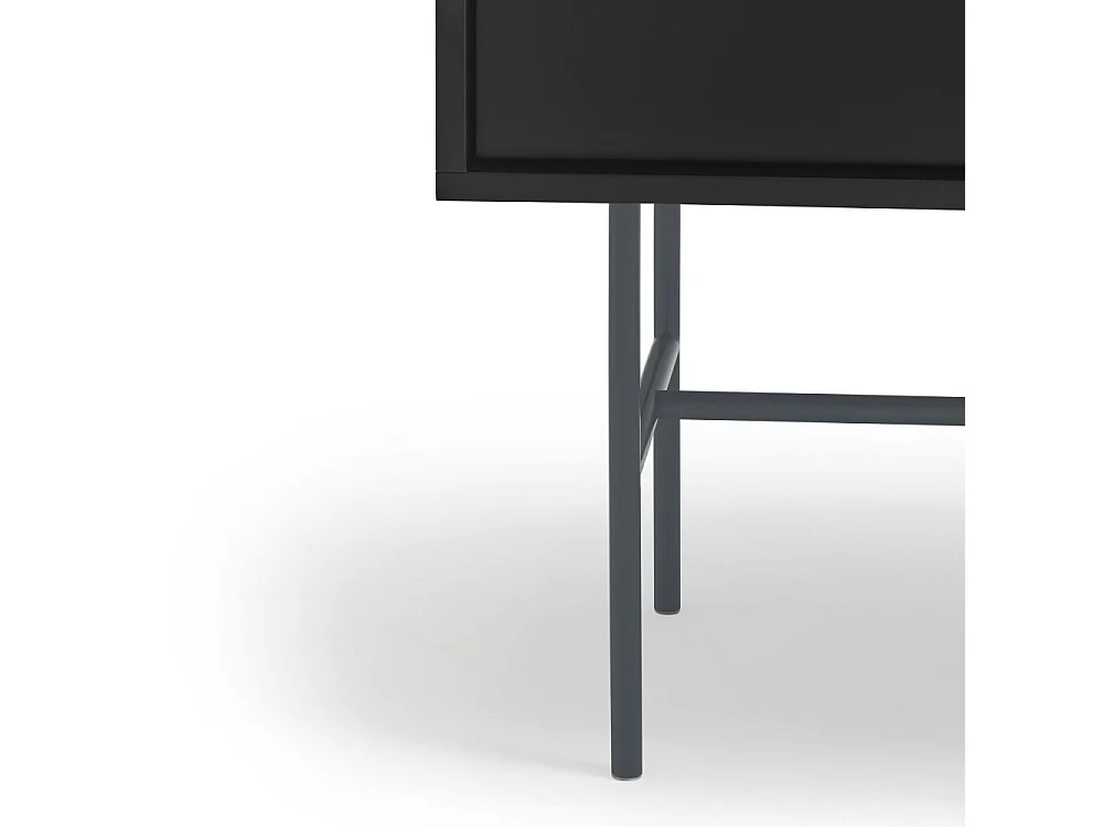 Nube - Buffet haut avec porte coulissante en bois H140cm - Gris et noir