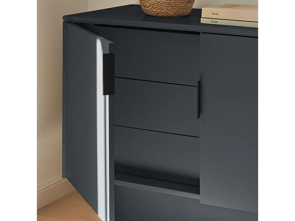 Totem - Buffet 4 portes en bois L200cm - Gris anthracite