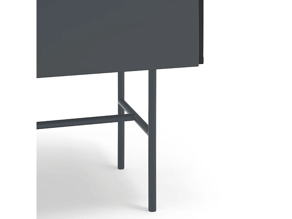 Nube - Buffet avec porte coulissante en bois L140cm - Gris et noir