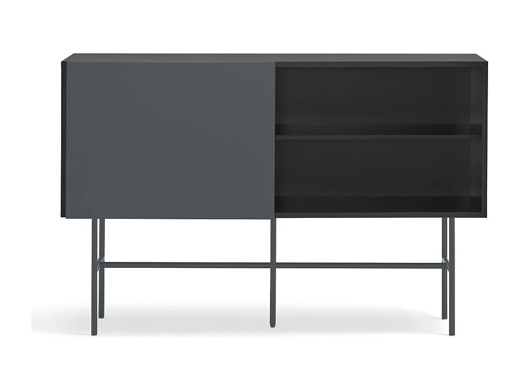 Nube - Buffet avec porte coulissante en bois L140cm - Gris et noir