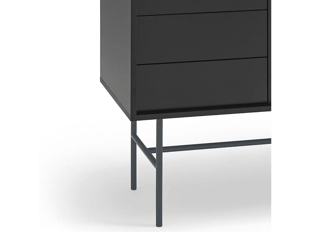 Nube - Buffet avec porte coulissante en bois L140cm - Gris et noir