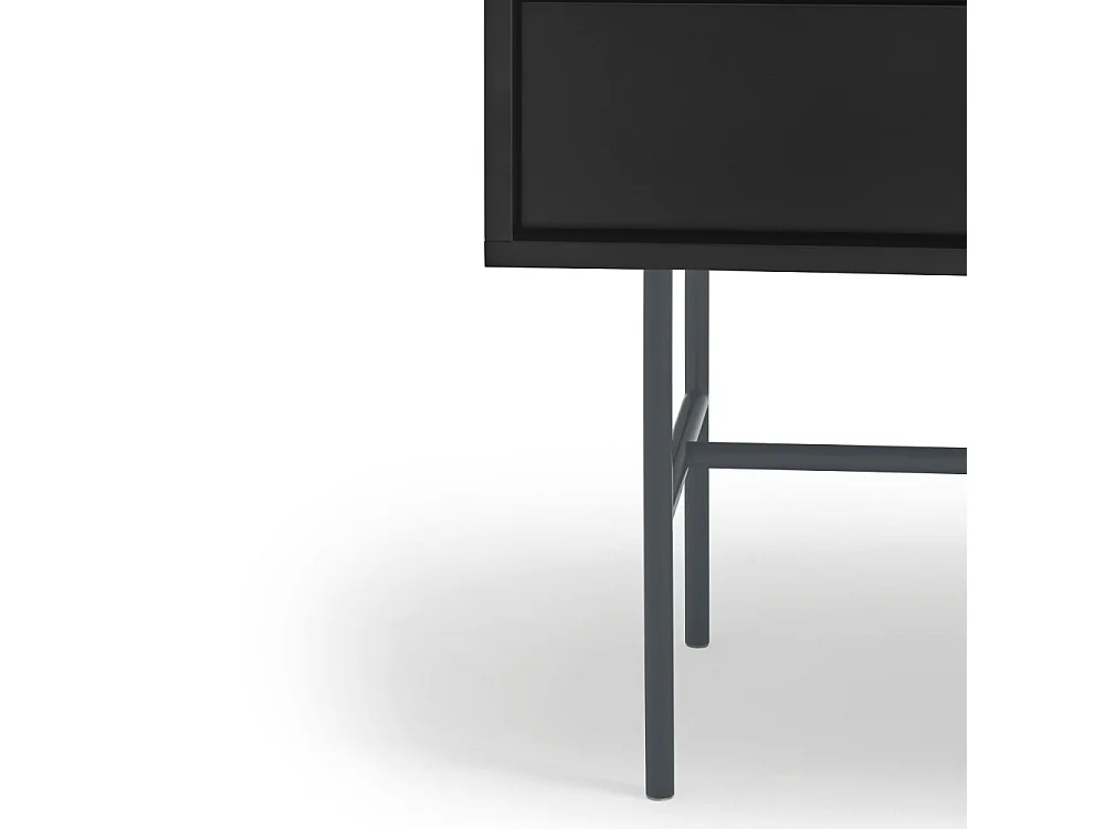 Nube - Buffet avec porte coulissante en bois L140cm - Gris et noir