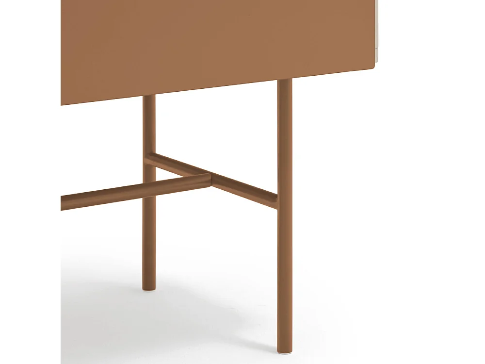 Nube - Buffet haut avec porte coulissante en bois H140cm - Marron argile