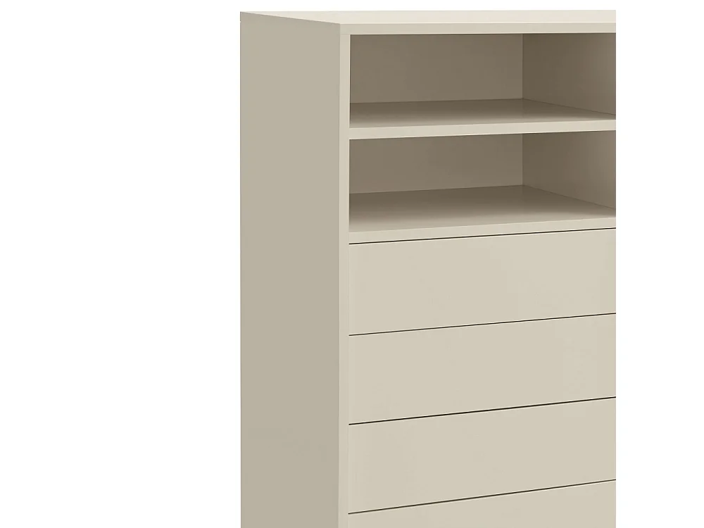 Nube - Buffet haut avec porte coulissante en bois H140cm - Marron argile