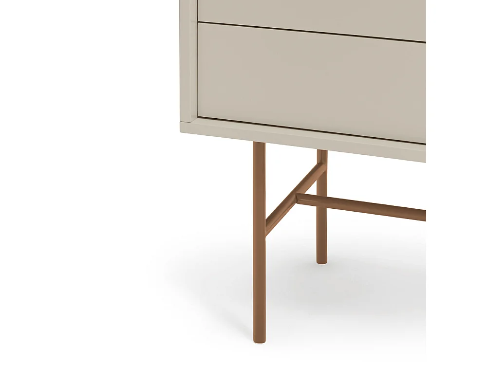 Nube - Buffet haut avec porte coulissante en bois H140cm - Marron argile