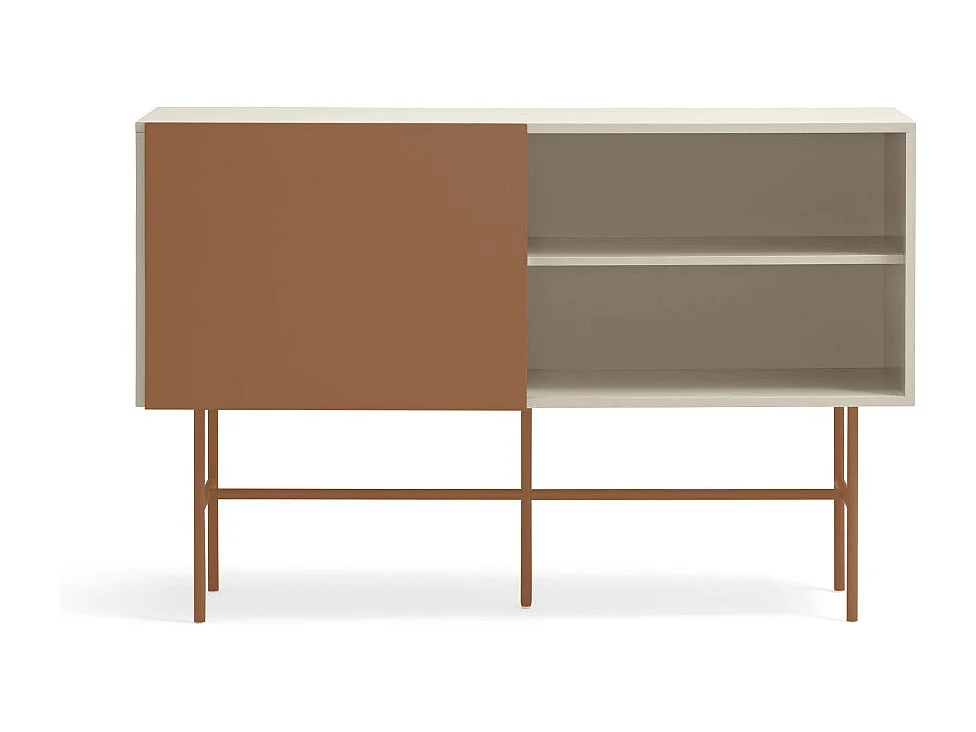 Nube - Buffet avec porte coulissante en bois L140cm - Marron argile