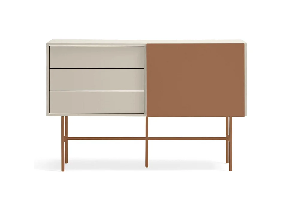 Nube - Buffet avec porte coulissante en bois L140cm - Marron argile