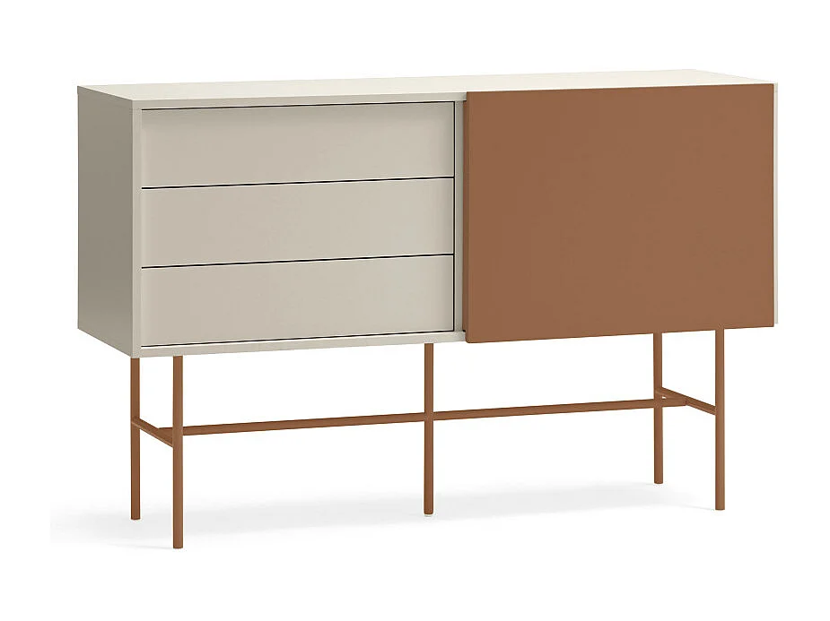 Nube - Buffet avec porte coulissante en bois L140cm - Marron argile