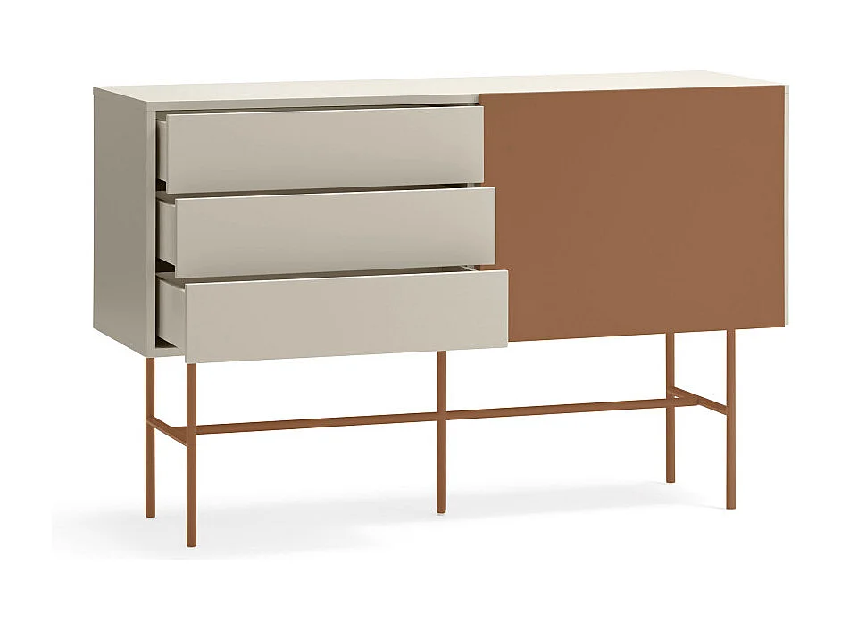 Nube - Buffet avec porte coulissante en bois L140cm - Marron argile