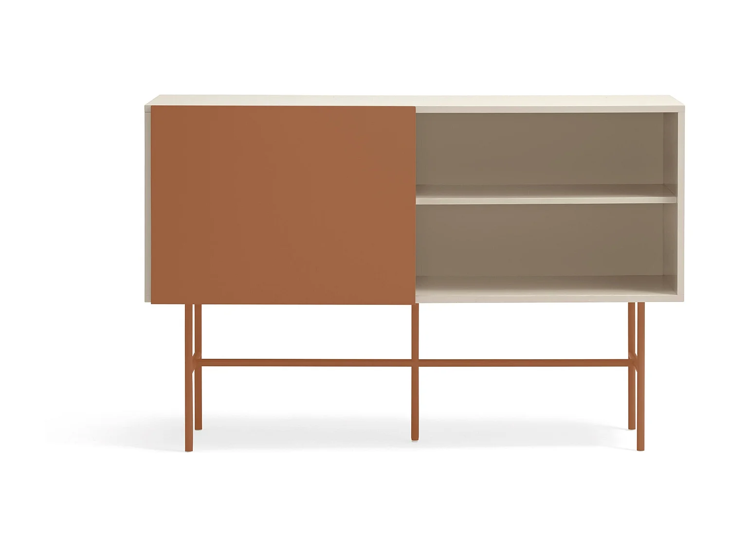 Nube - Buffet avec porte coulissante en bois L140cm - Marron argile