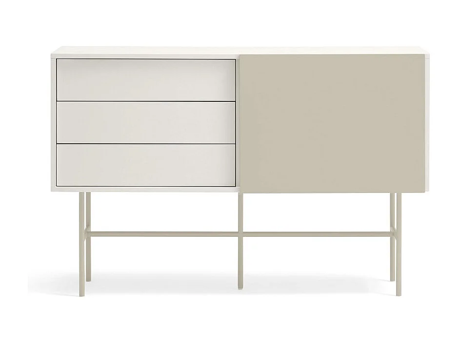 Nube - Buffet avec porte coulissante en bois L140cm - Beige