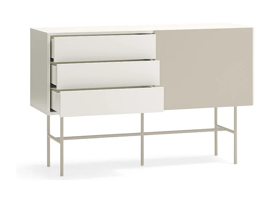 Nube - Buffet avec porte coulissante en bois L140cm - Beige