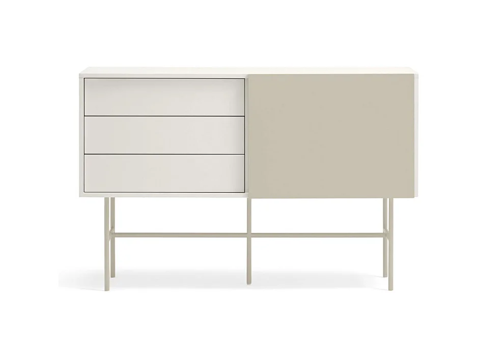 Nube - Buffet avec porte coulissante en bois L140cm - Beige