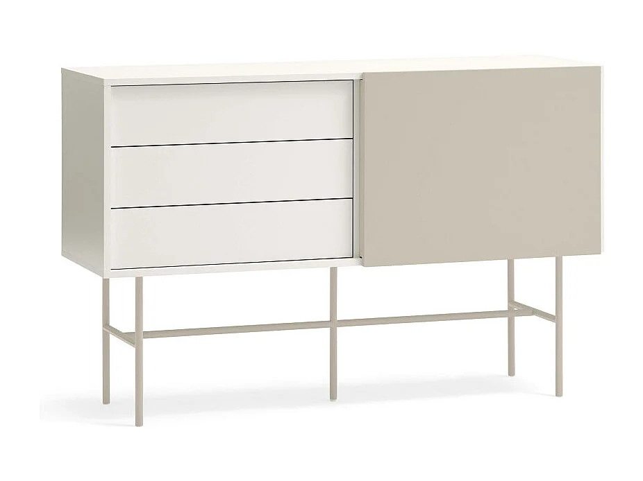 Nube - Buffet avec porte coulissante en bois L140cm - Beige
