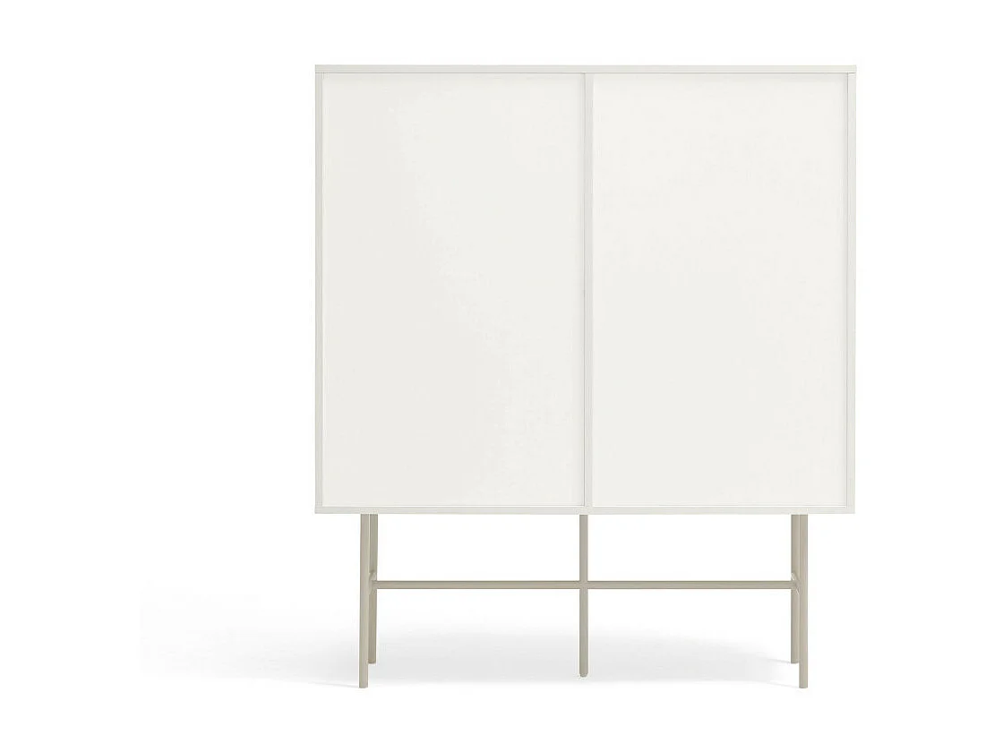 Nube - Buffet haut avec porte coulissante en bois H140cm - Beige