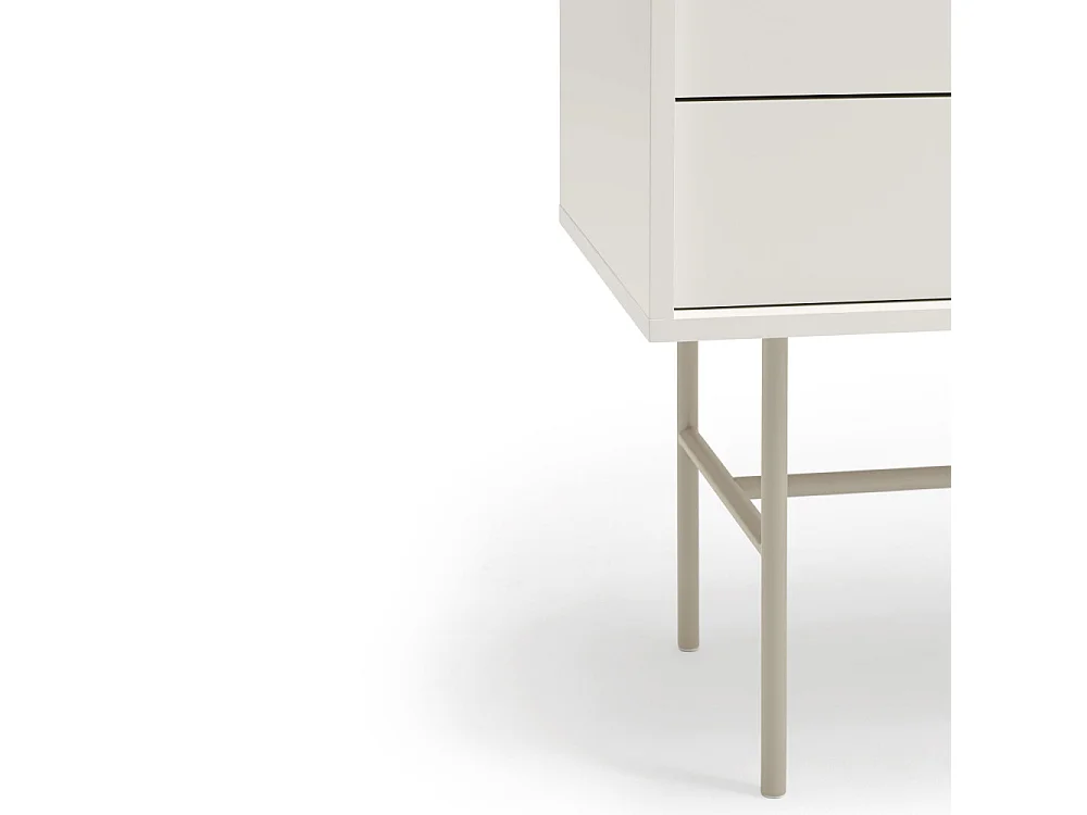 Nube - Buffet haut avec porte coulissante en bois H140cm - Beige