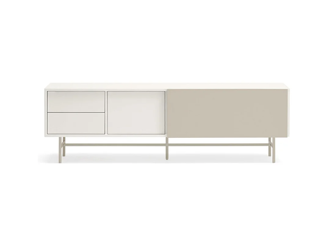 Nube - Meuble TV avec porte coulissante en bois L180cm - Beige