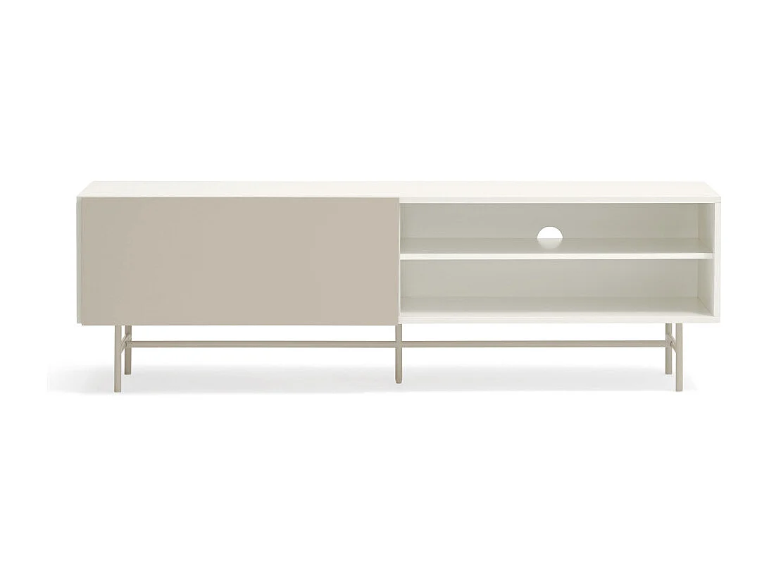 Nube - Meuble TV avec porte coulissante en bois L180cm - Beige