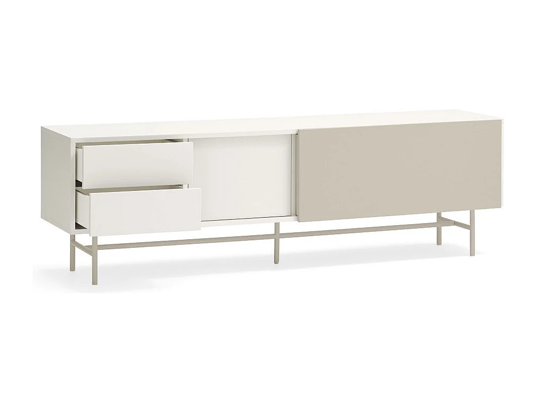 Nube - Meuble TV avec porte coulissante en bois L180cm - Beige