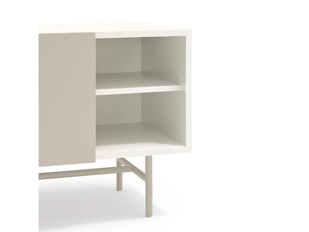 Nube - Meuble TV avec porte coulissante en bois L180cm - Beige