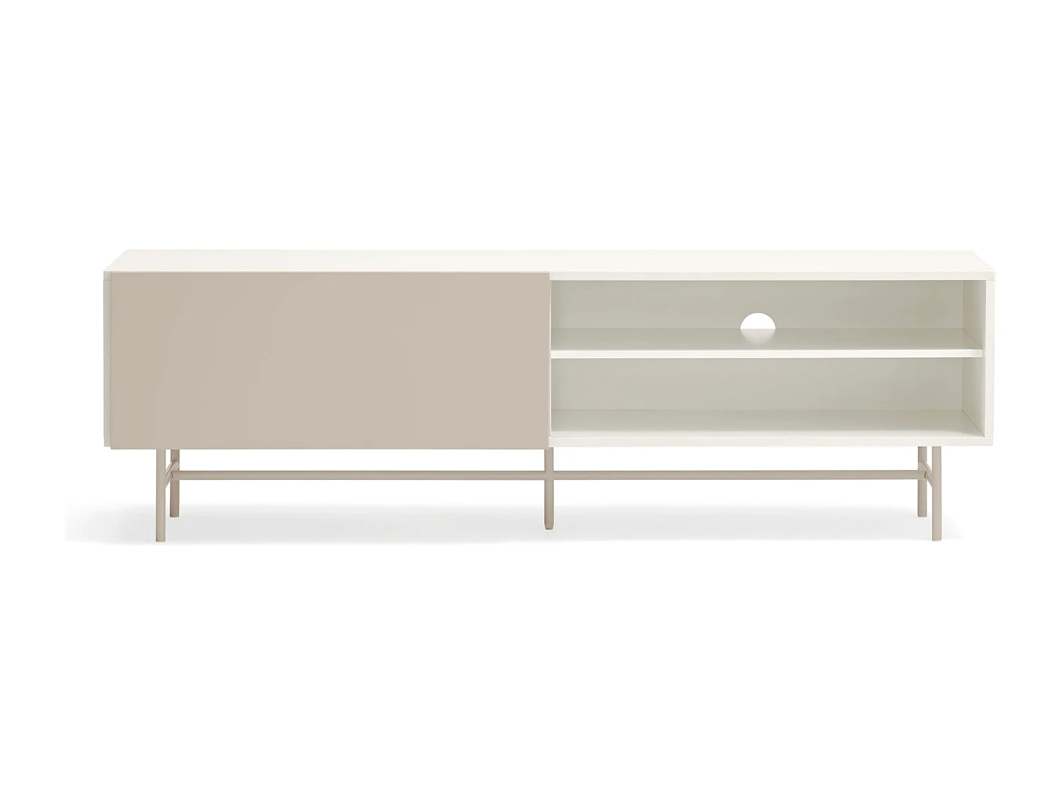 Nube - Meuble TV avec porte coulissante en bois L180cm - Beige