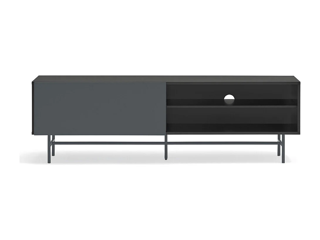 Meubel TV 2 deuren en 2 laden pied fer gelakt zwart 180x56 cm