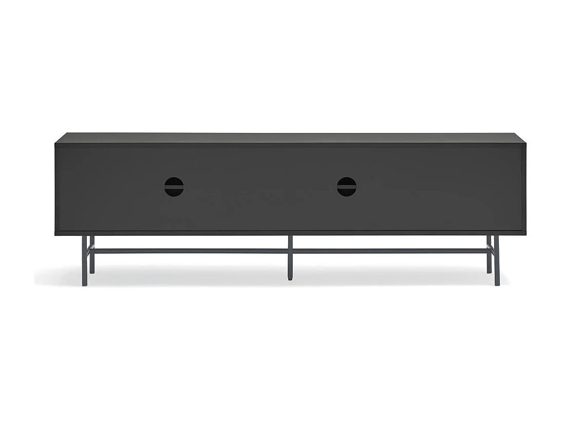 Meubel TV 2 deuren en 2 laden pied fer gelakt zwart 180x56 cm