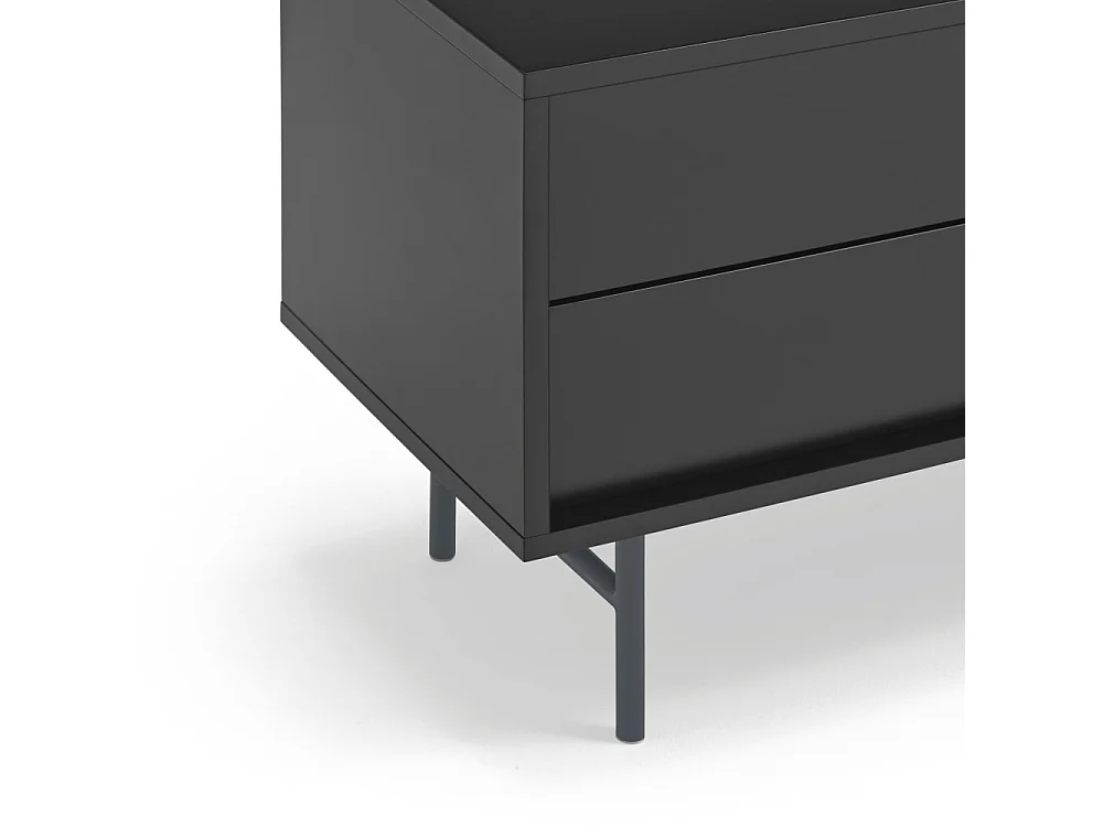 Meubel TV 2 deuren en 2 laden pied fer gelakt zwart 180x56 cm