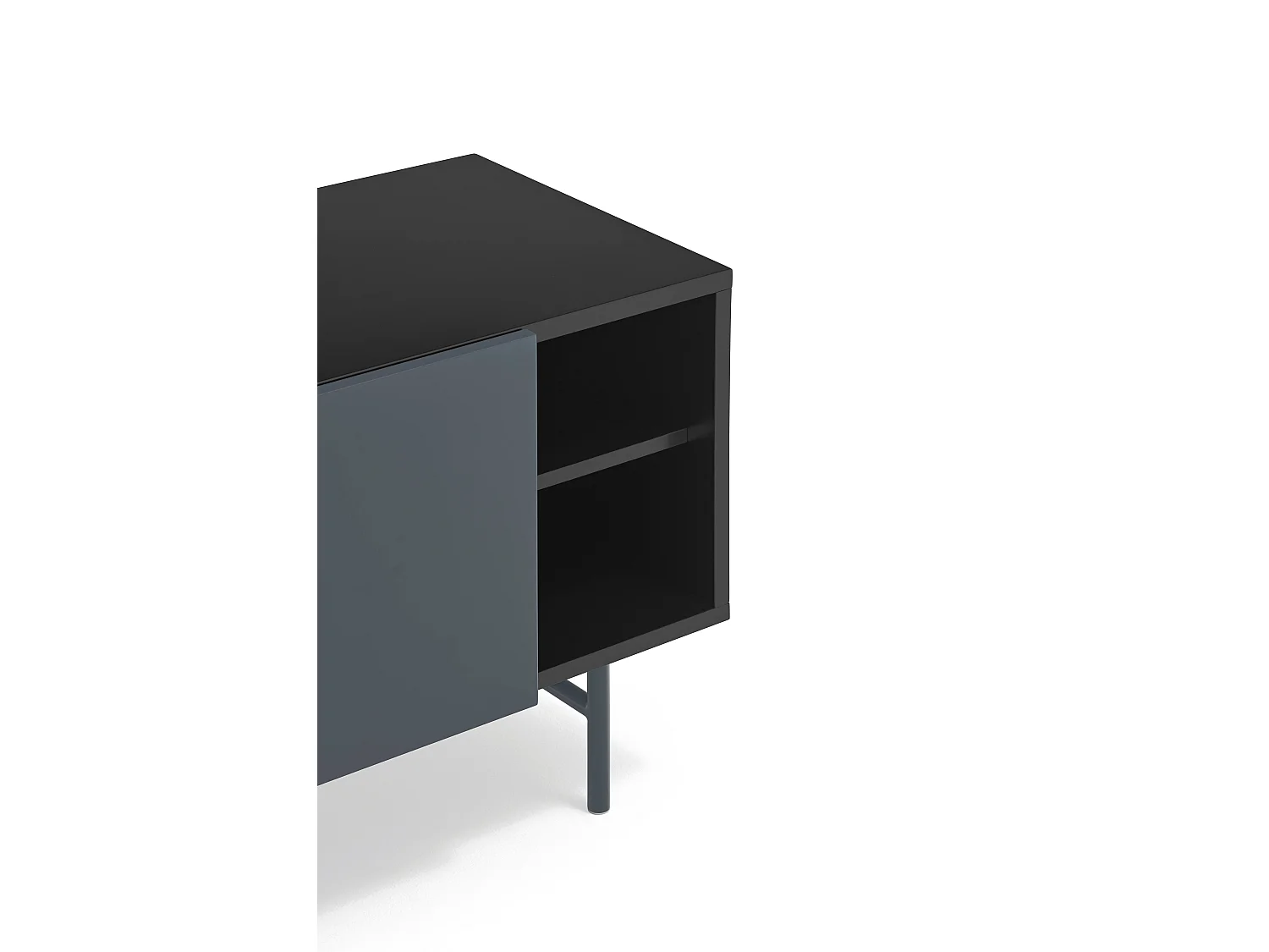 Meubel TV 2 deuren en 2 laden pied fer gelakt zwart 180x56 cm