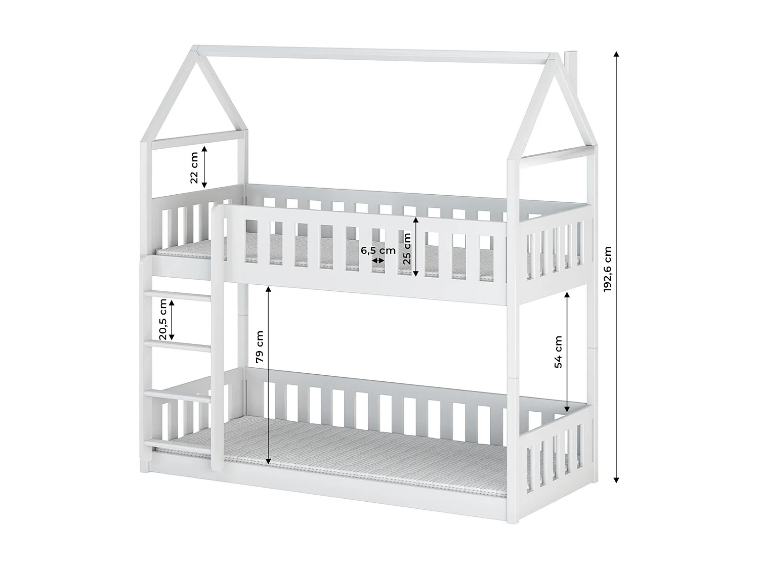 Lit cabane superposé 90x190 au sol sommiers inclus Mathias Blanc