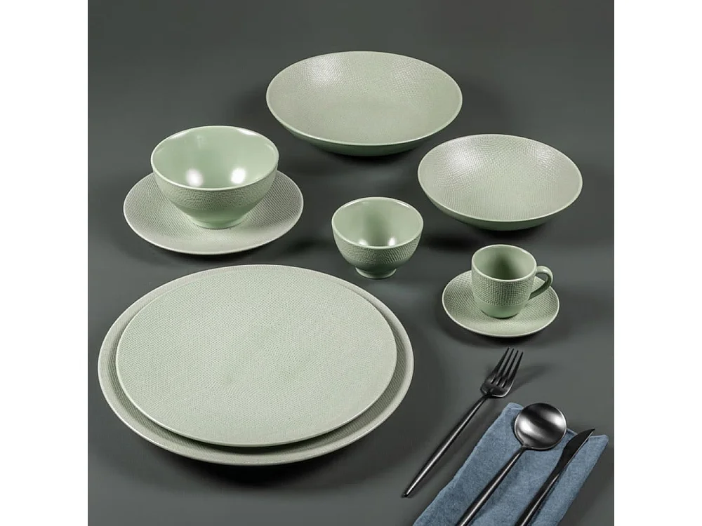Assiette creuse Vésuvio sauge 19 cm (lot de 6)