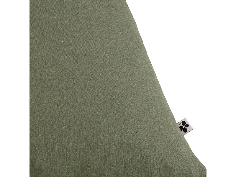 Lot de 2 coussins 40x40 double gaze de coton vert avec pompons - PEPA