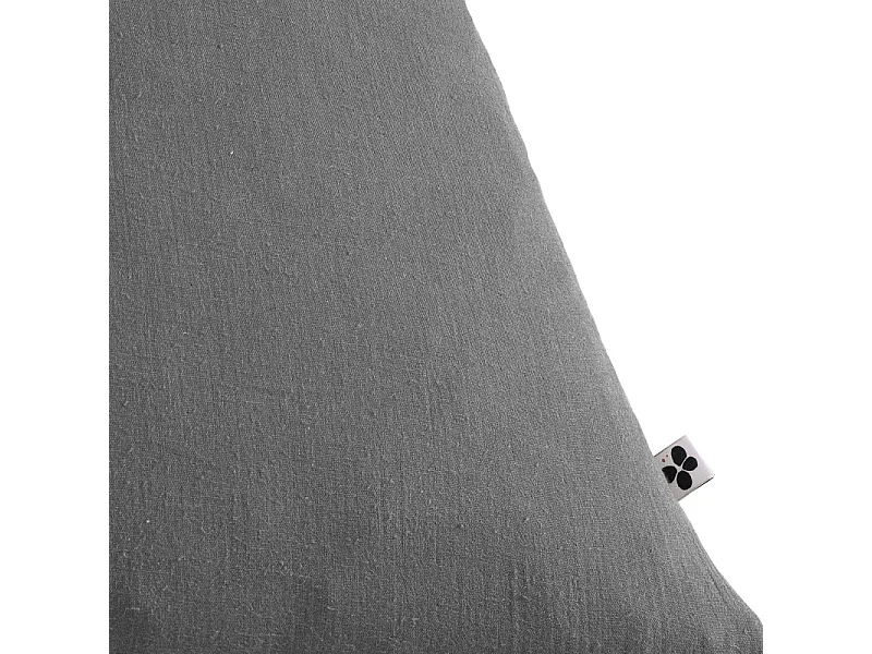 Lot de 2 coussins 40x40 double gaze de coton gris avec pompons - PEPA