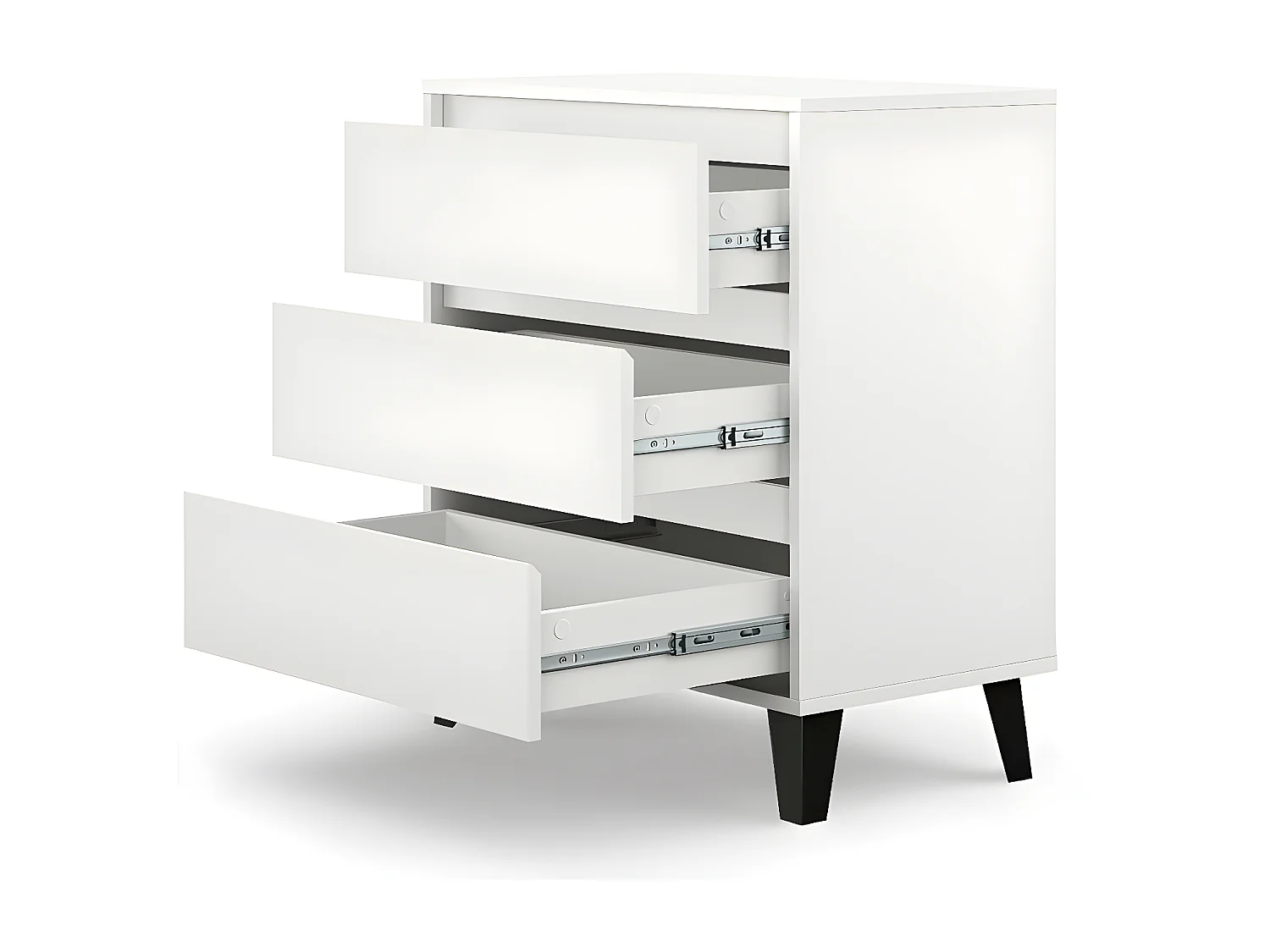 SONIA - Kommode mit 3 Schubladen skandinavischer Stil - 70x39x78.5cm - Aufbewahrungsmöbel - Weiß