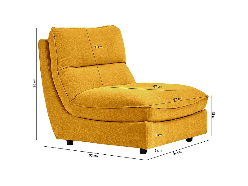 Chauffeuse pour canapé modulable en tissu doux jaune - CHARLES