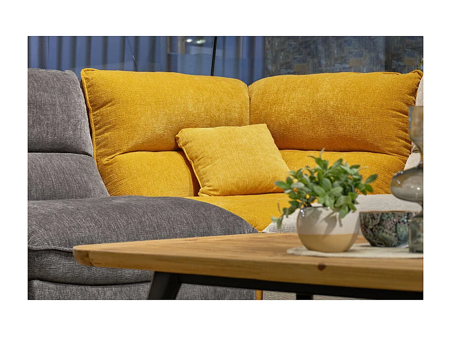 Chauffeuse pour canapé modulable en tissu doux gris foncé - CHARLES
